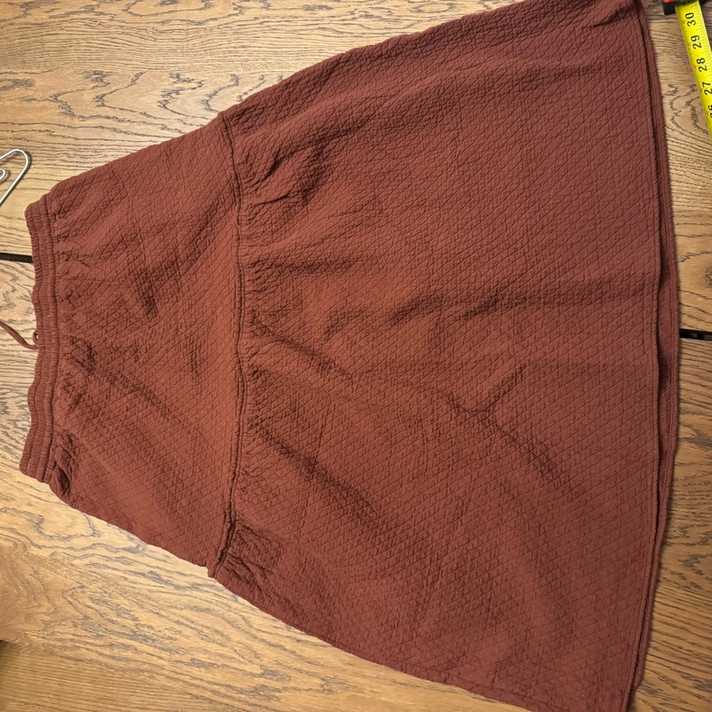 Madewell Rust Midi Skirt Diamond Jacquard Drawstring “stained Mahogany “ quilted - Picture 8 of 11